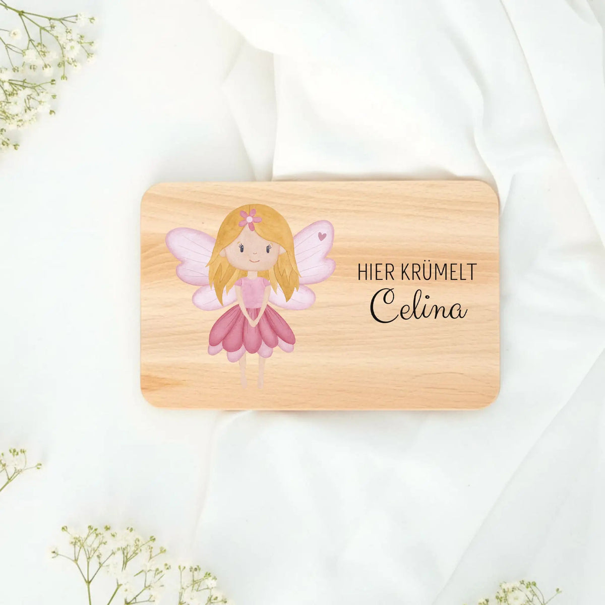 Frühstücksbrettchen personalisiert - Fee Aquarell - wunderwunsch