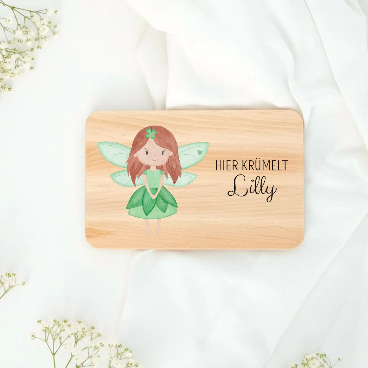 Frühstücksbrettchen personalisiert - Fee Aquarell - wunderwunsch