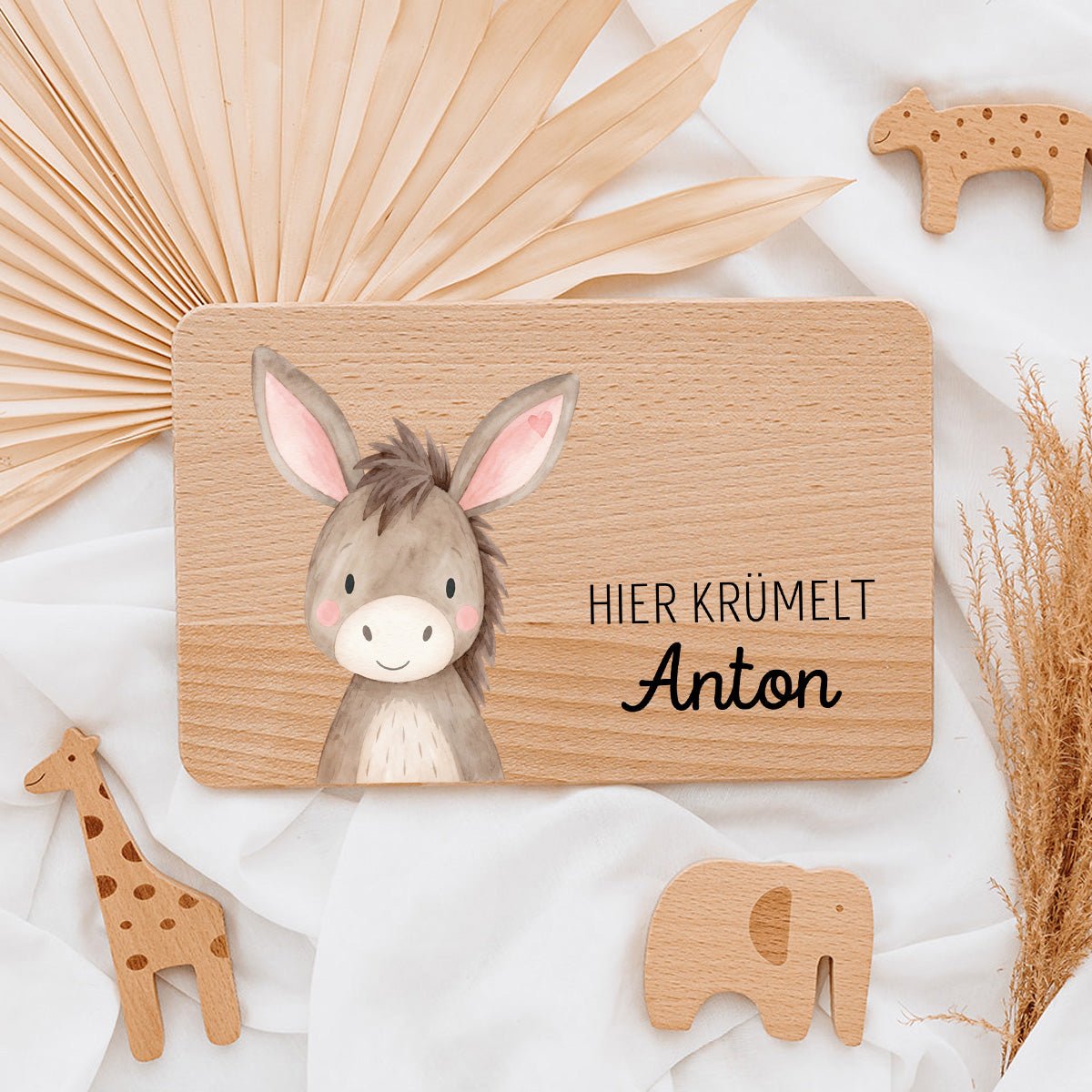 Frühstücksbrettchen personalisiert - Tier Aquarell - wunderwunsch