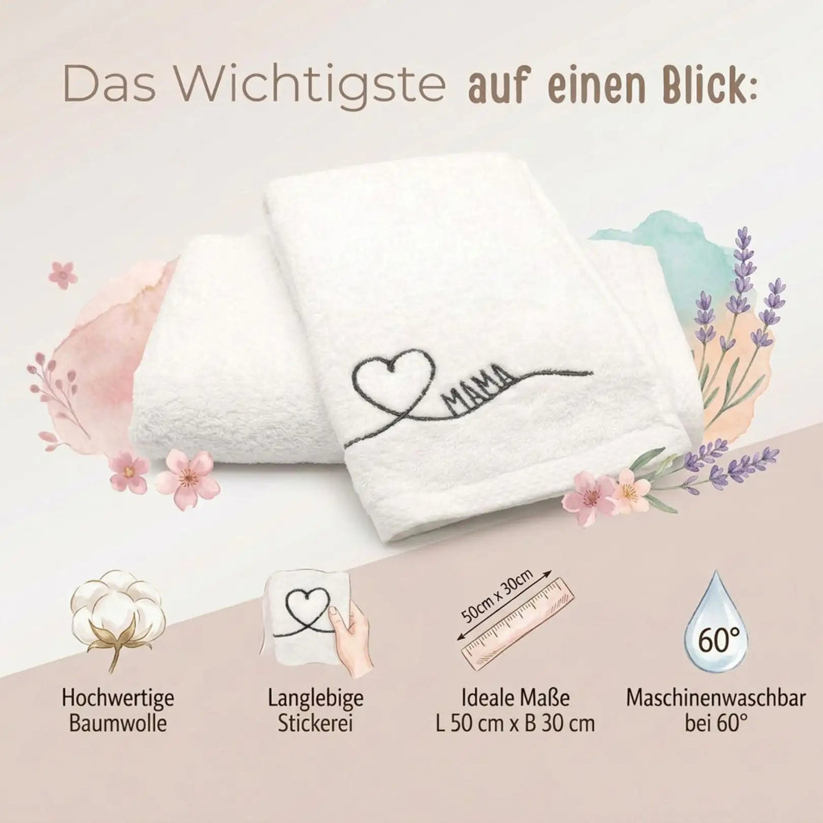 Gästehandtuch personalisiert - Mama - wunderwunsch