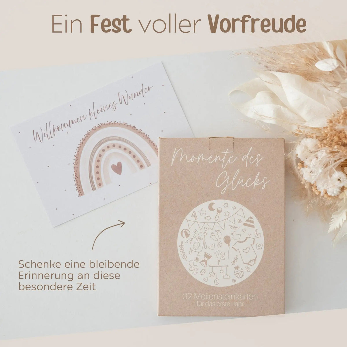 Geschenkbox Babyshower - Meilensteinkarten + Postkarte - wunderwunsch