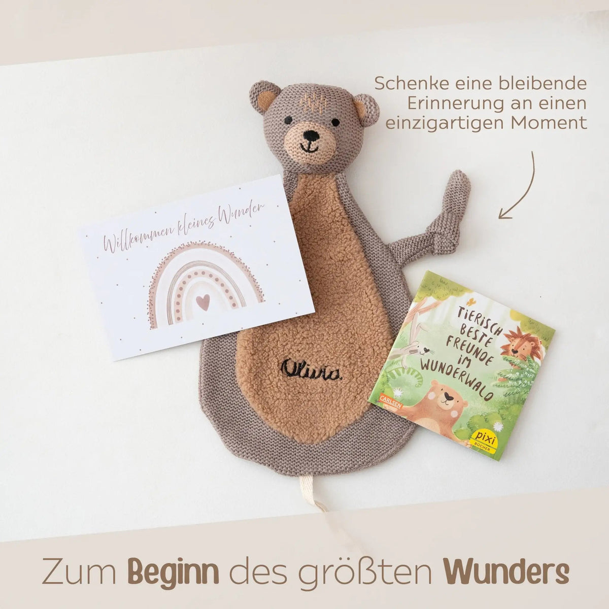 Geschenkbox Geburt - Schmusetuch + Pixi Buch + Postkarte - wunderwunsch