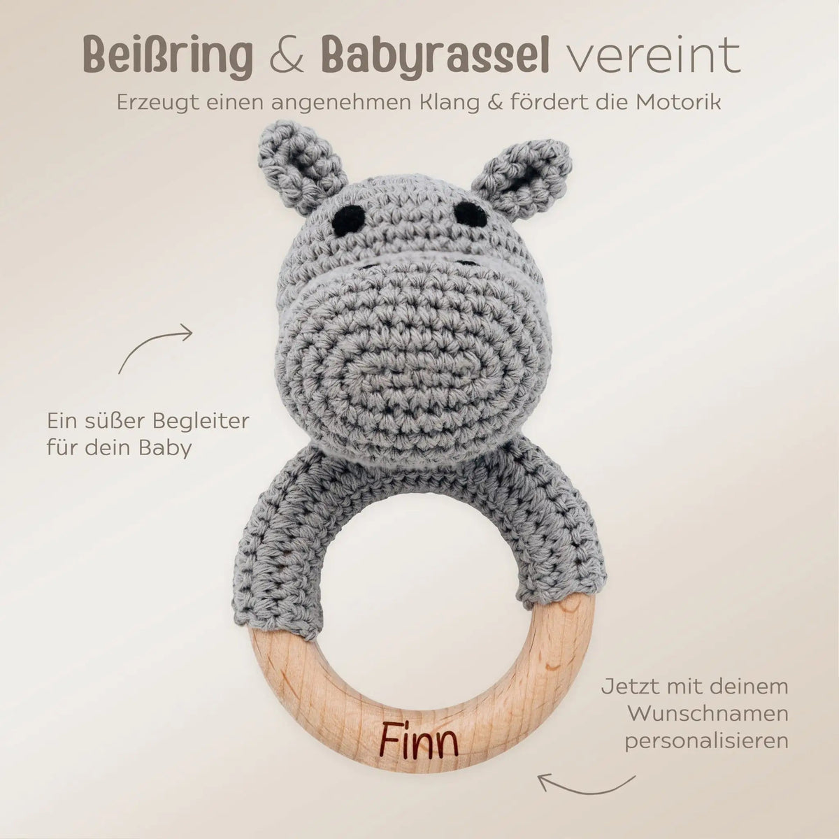 Greifling Nilpferd personalisiert - wunderwunsch