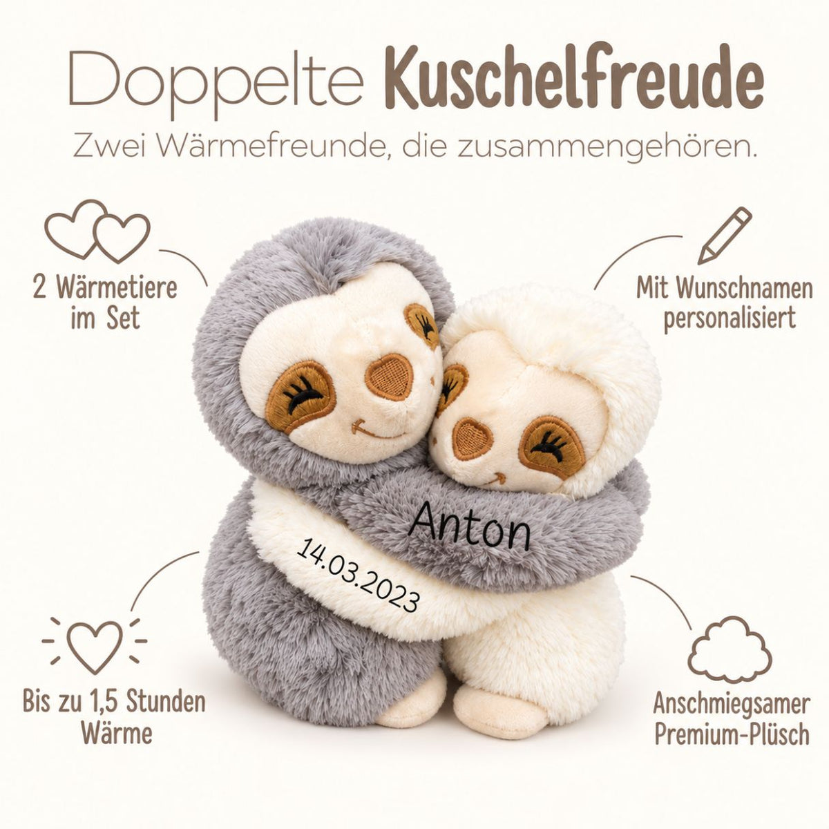HABIBI PLUSH Wärmetier Paar personalisiert - wunderwunsch