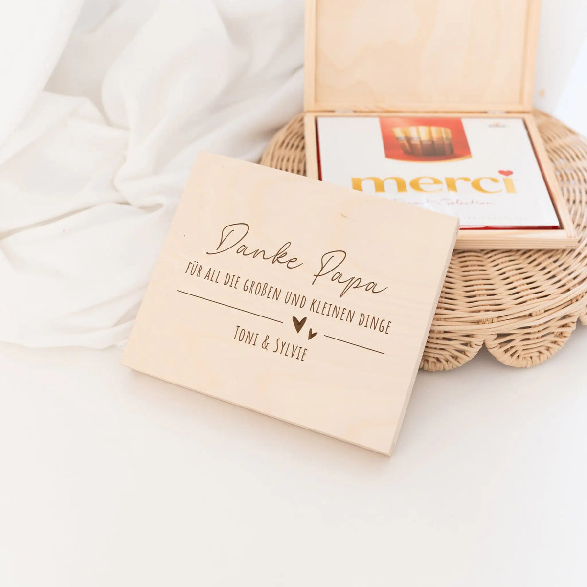 Holzbox Merci "Danke" - Mama/Papa - wunderwunsch