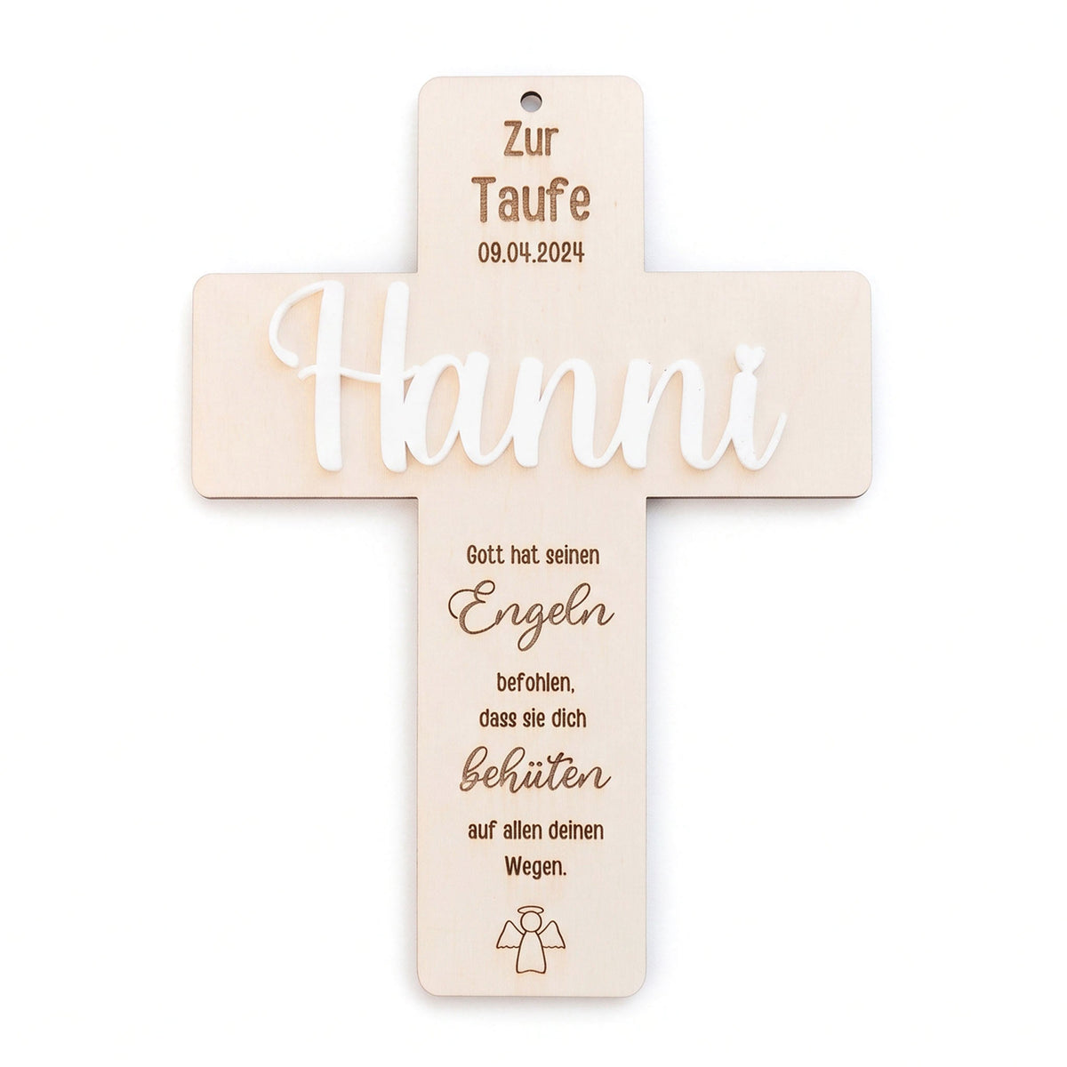 Holzkreuz "Zur Taufe" oder "Zur Kommunion" mit Acryl personalisiert - wunderwunsch