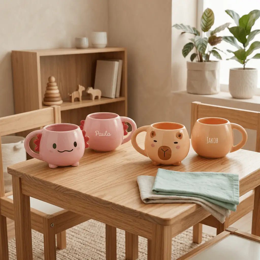 iTotal Tasse in Tierform Capybara & Axolotl personalisiert - wunderwunsch