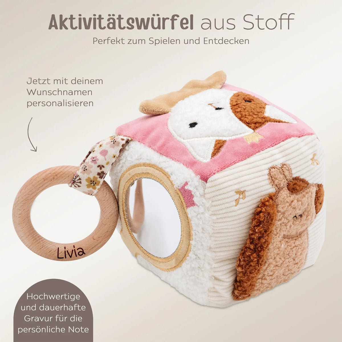 JOLLEIN Activity Stoffwürfel Märchenwelt personalisierbar - wunderwunsch