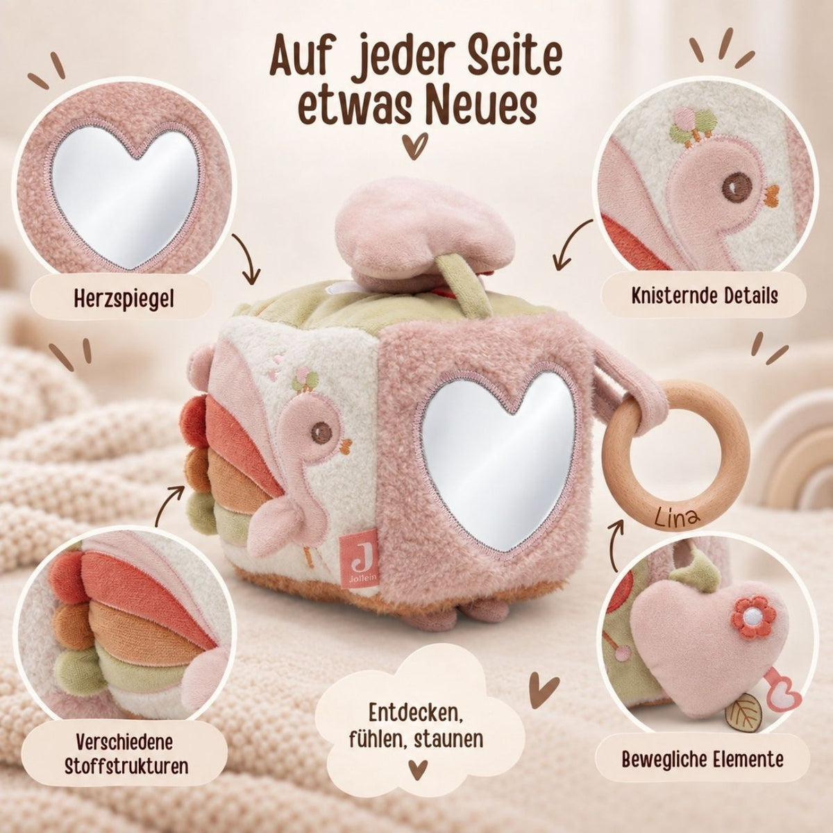 JOLLEIN Activity Stoffwürfel personalisiert - Strauß - wunderwunsch