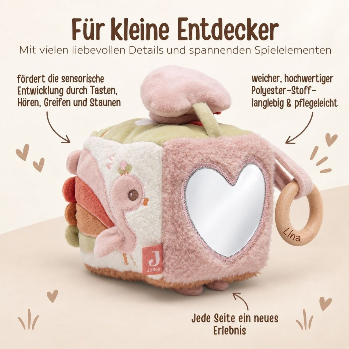 JOLLEIN Activity Stoffwürfel personalisiert - Strauß - wunderwunsch