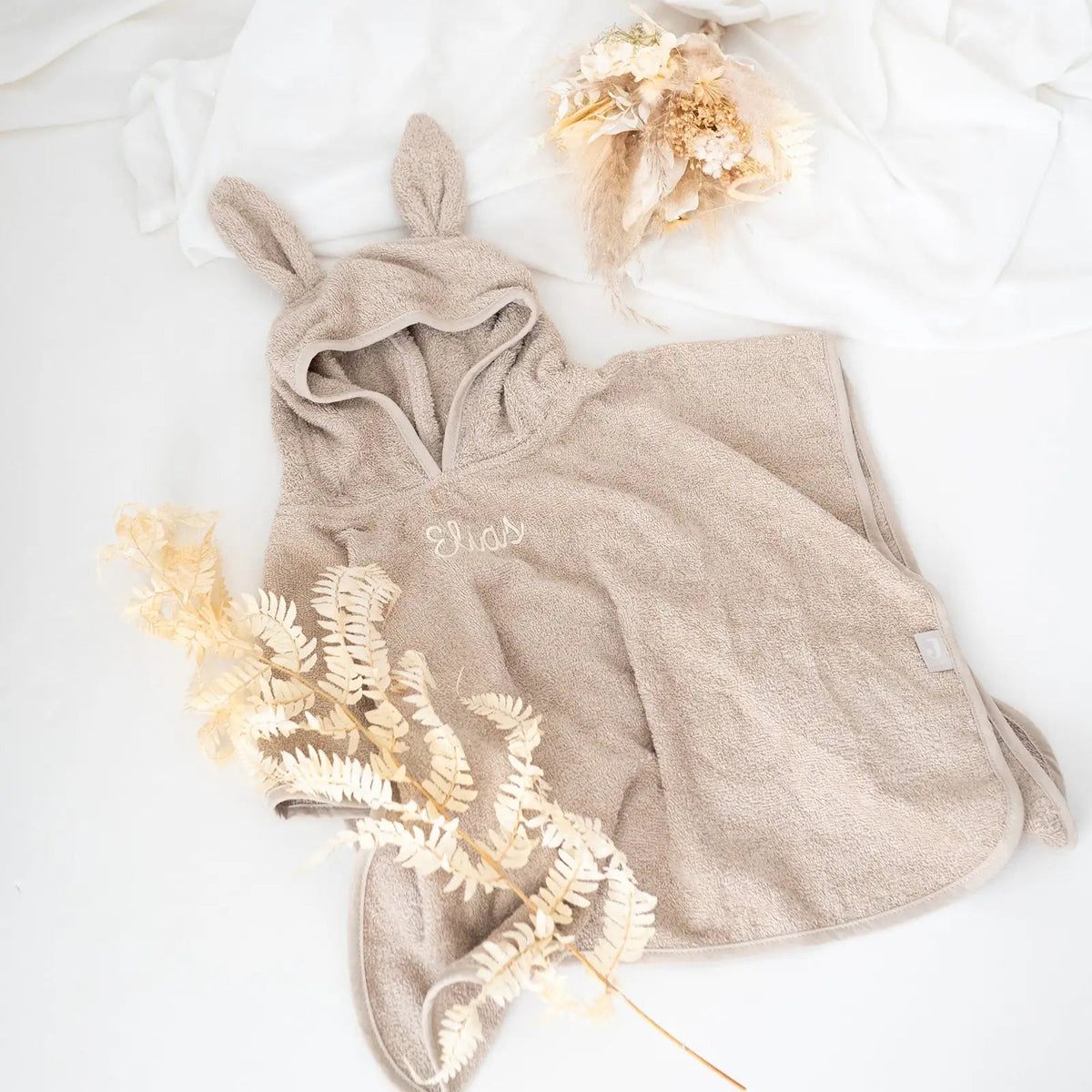 JOLLEIN Baby Badeponcho Frottee mit Ohren personalisiert - wunderwunsch