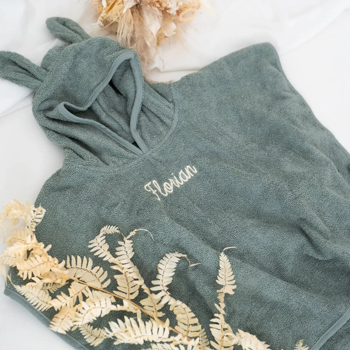 JOLLEIN Baby Badeponcho Frottee mit Ohren personalisiert - wunderwunsch