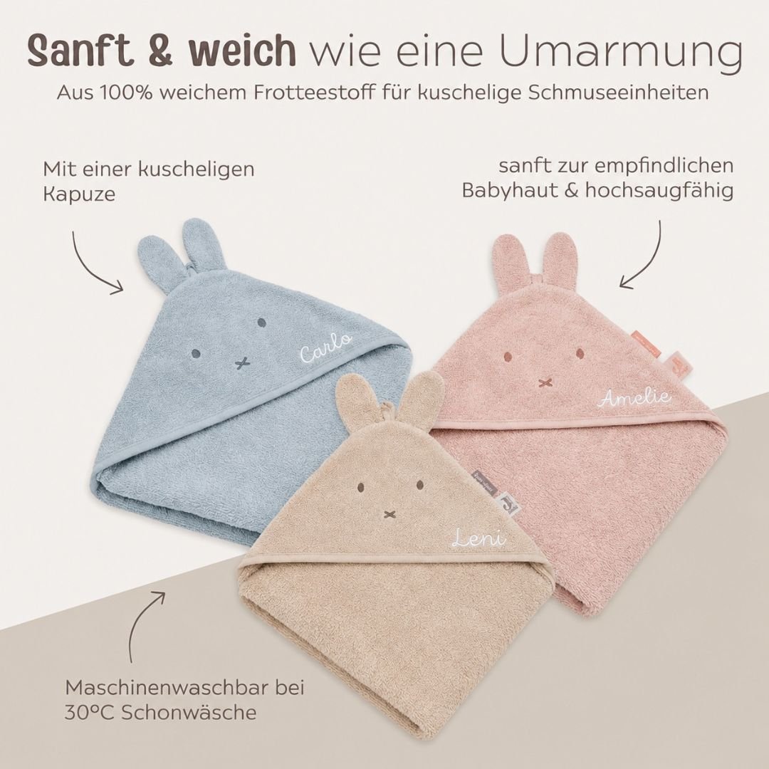 JOLLEIN Baby Kapuzenhandtuch Frottee personalisiert - Miffy - wunderwunsch