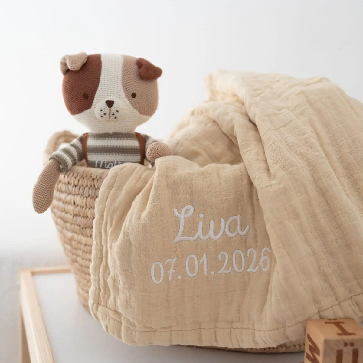 JOLLEIN Baby Musselin Mulldecke personalisiert - wunderwunsch