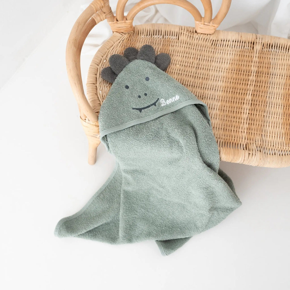 JOLLEIN Baby Kapuzenhandtuch Frottee personalisiert - Dino, Bär - wunderwunsch