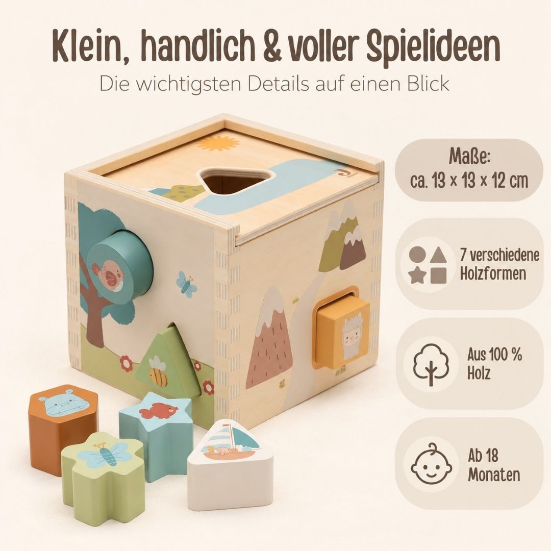 JOLLEIN Formen-Steckspiel aus Holz personalisiert - Tiere Jollies - wunderwunsch