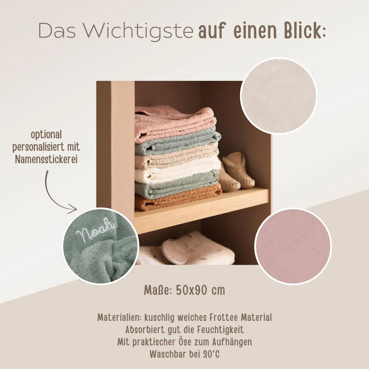 JOLLEIN Kinder Handtuch personalisiert 50x90 cm - wunderwunsch