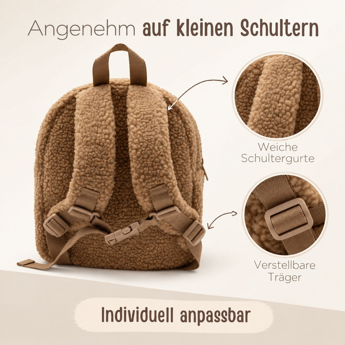 JOLLEIN Kinder Rucksack personalisiert - Hase, Hippo, Strauß - wunderwunsch