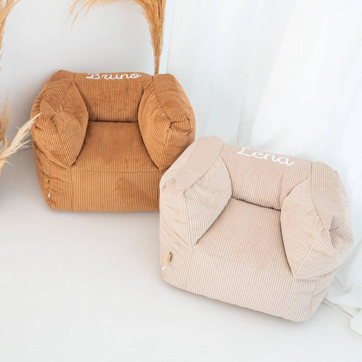JOLLEIN Kindersessel Cord - Karamell & Natur - wunderwunsch