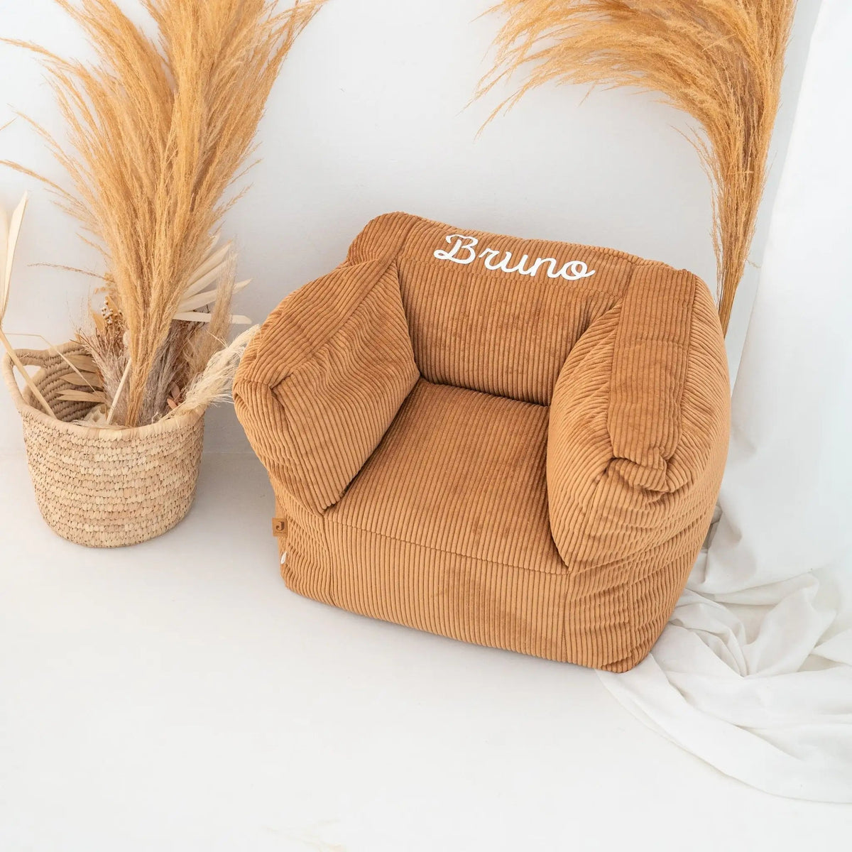 JOLLEIN Kindersessel Cord - Karamell & Natur - wunderwunsch