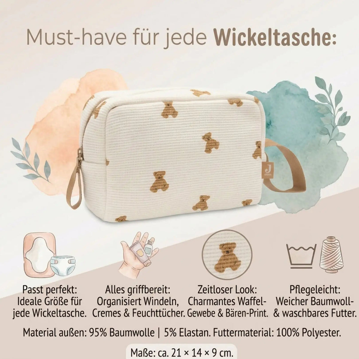 JOLLEIN Kulturtasche personalisiert - Bär - wunderwunsch