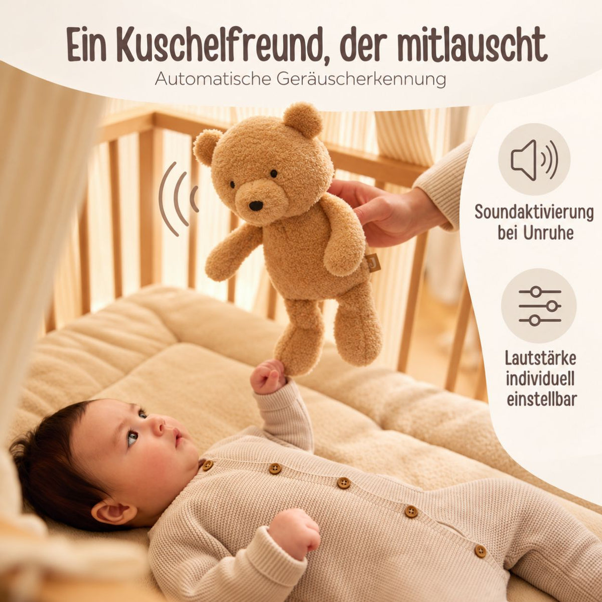 JOLLEIN Kuscheltier mit Licht & Sound personalisiert - wunderwunsch