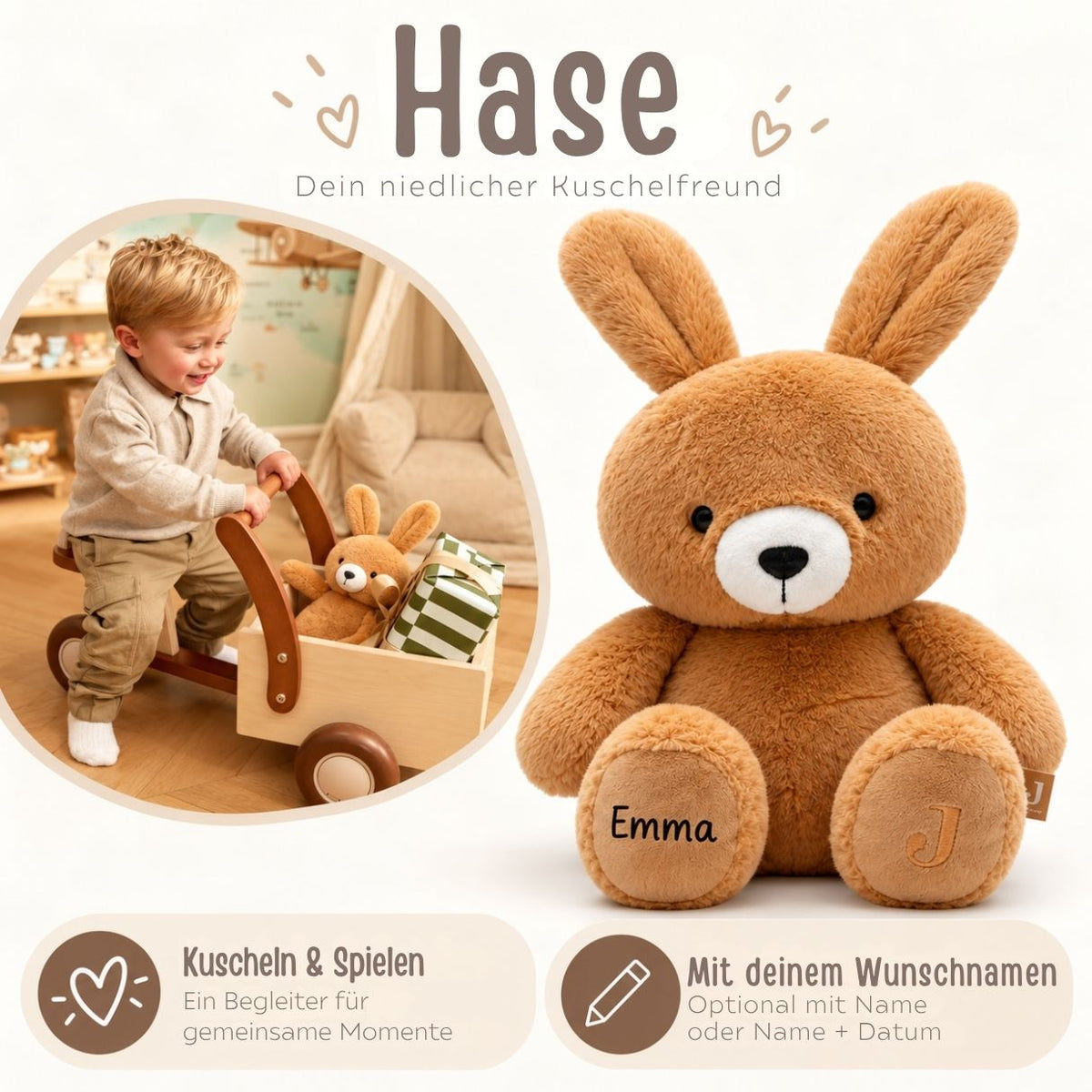 JOLLEIN Kuscheltier personalisiert - Tier Jollies - wunderwunsch