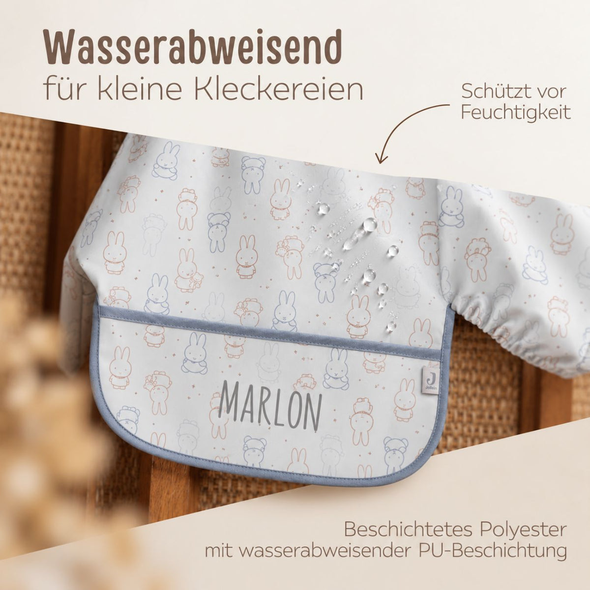 JOLLEIN Lätzchen mit Ärmeln personalisiert - Miffy - wunderwunsch