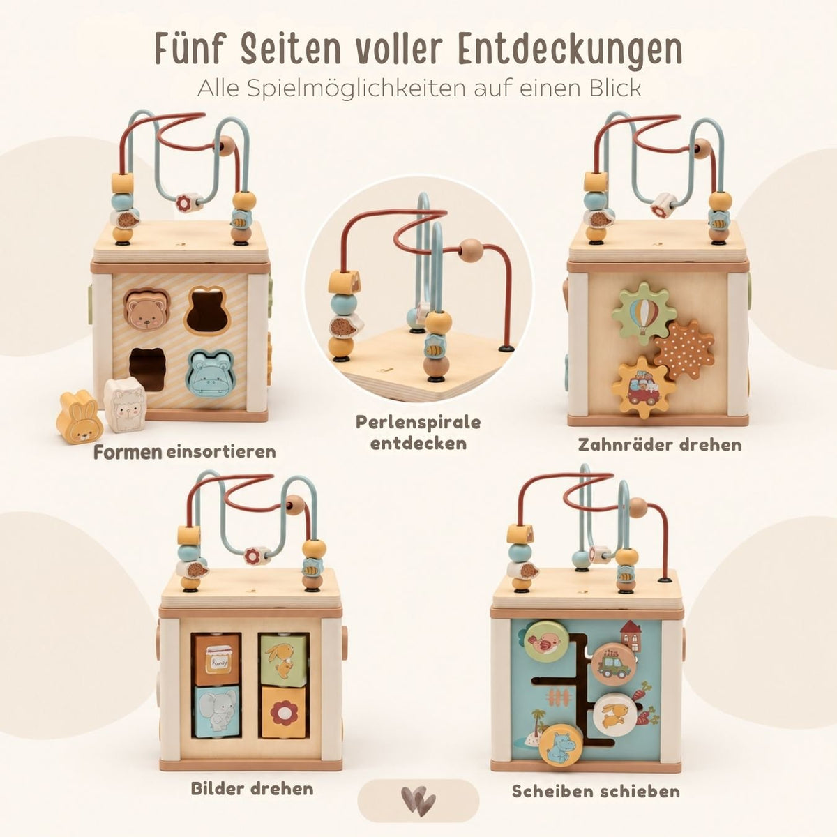 JOLLEIN Motorikwürfel aus Holz personalisiert - Tiere Jollies - wunderwunsch