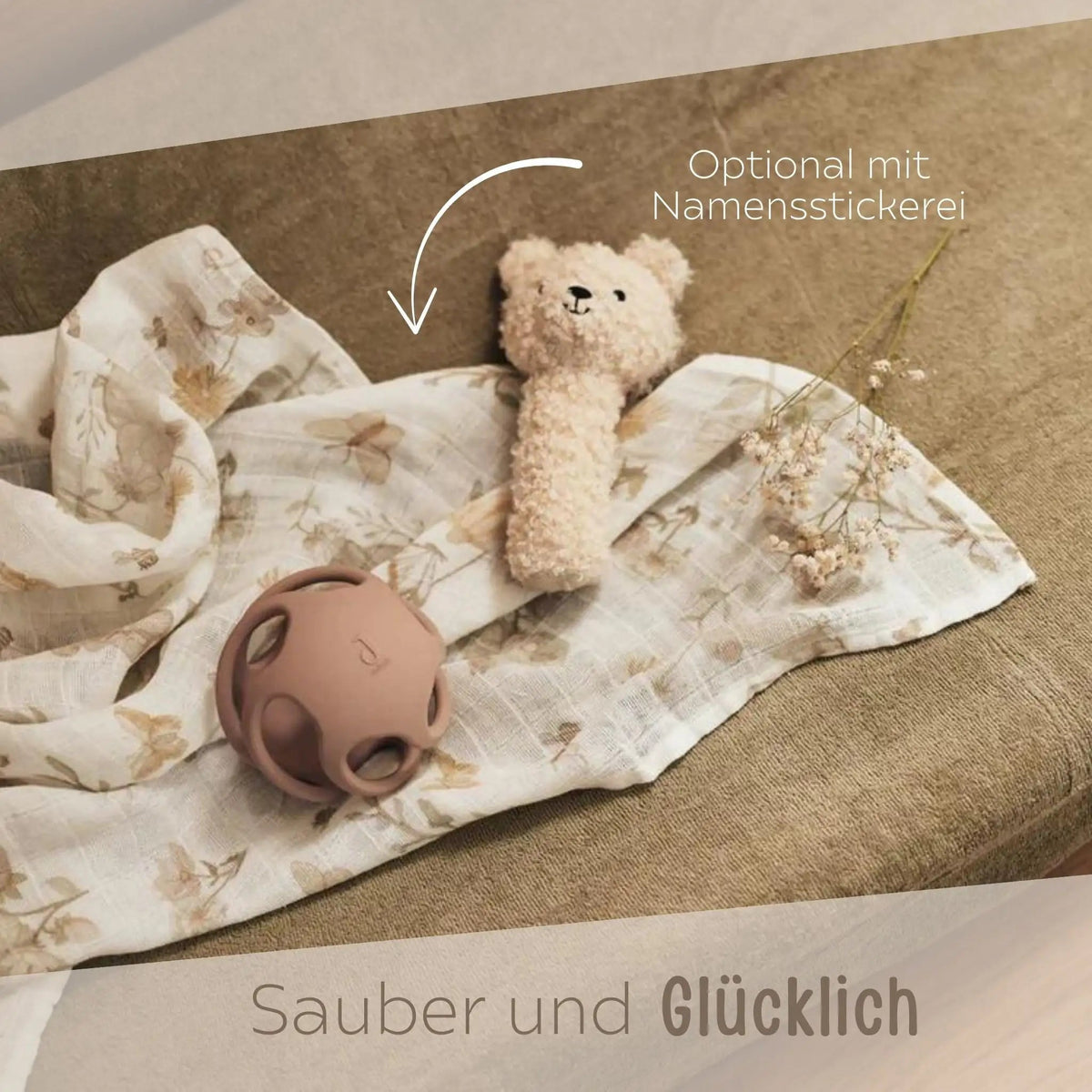JOLLEIN Mulltuch für Babys personalisiert - Zweige, Miffy - wunderwunsch