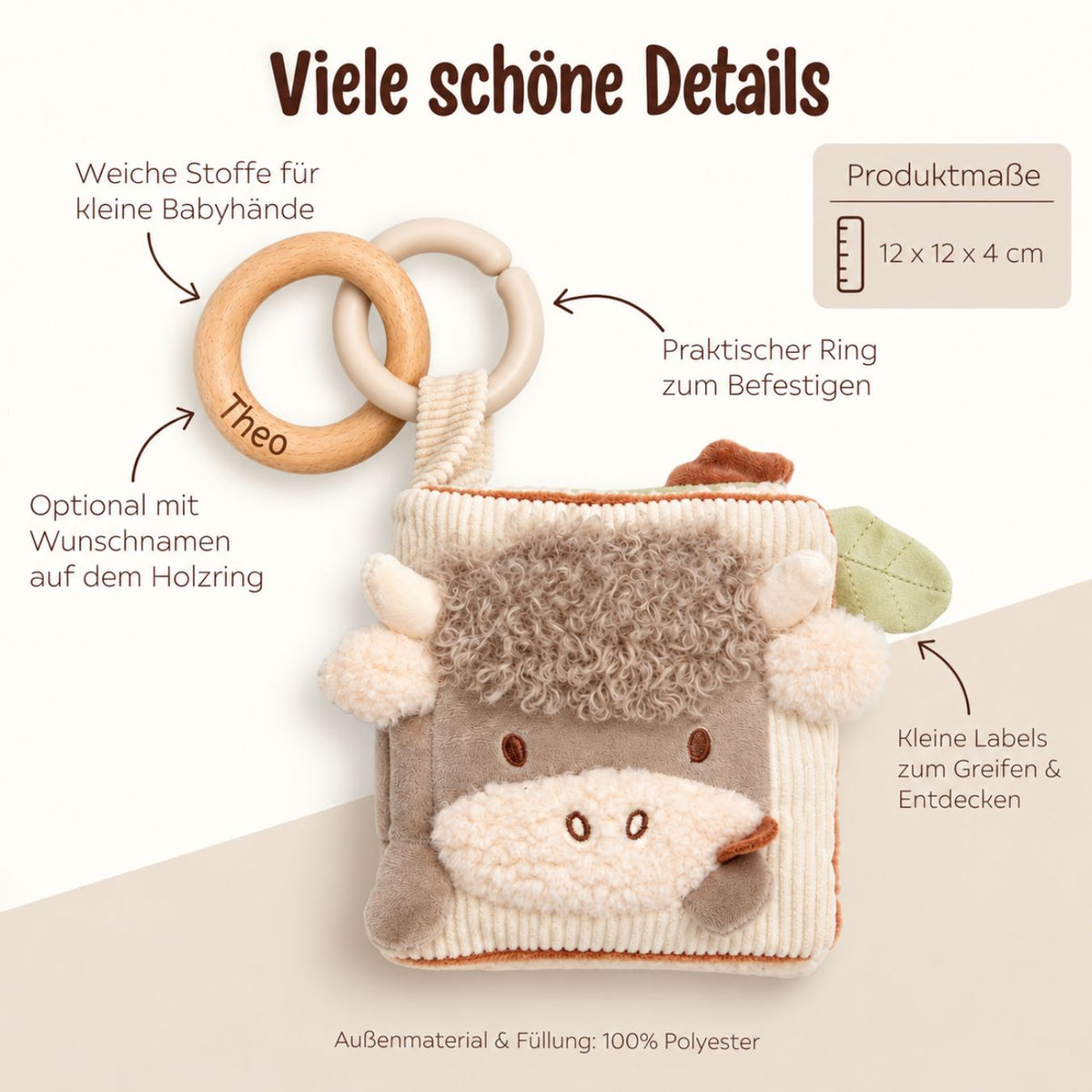 JOLLEIN Stoffbuch personalisiert - Bauernhof Tiere - wunderwunsch