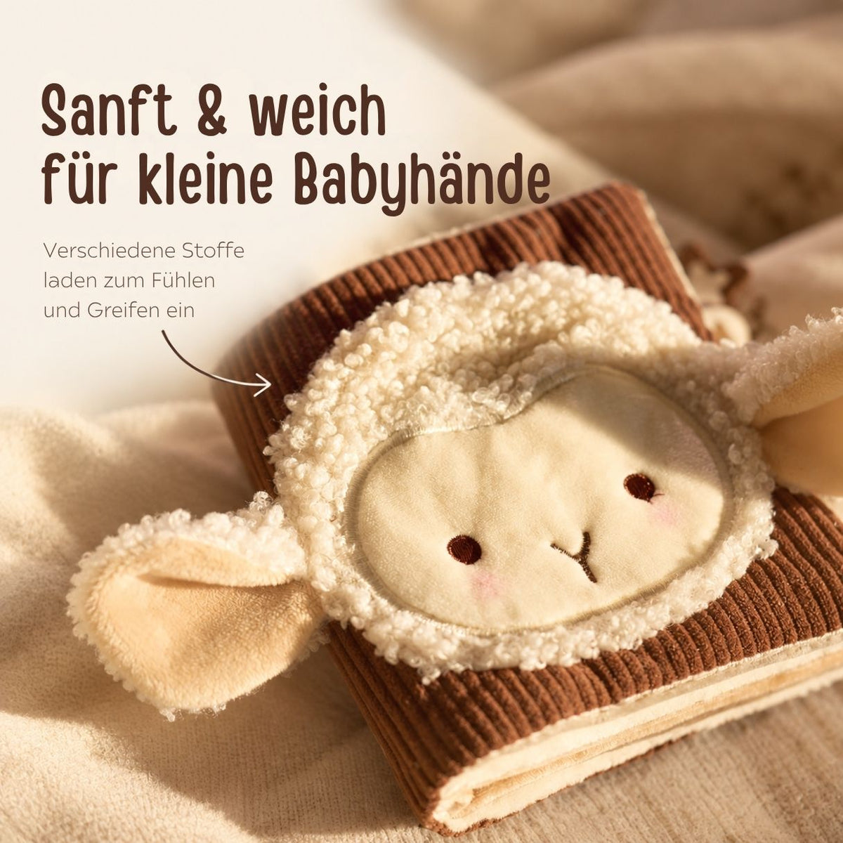 JOLLEIN Stoffbuch personalisiert - Schaf oder Strauß - wunderwunsch