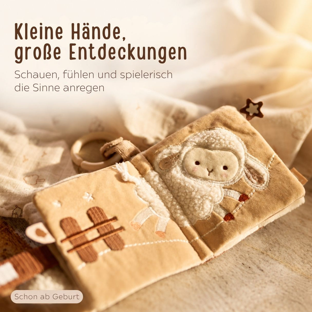 JOLLEIN Stoffbuch personalisiert - Schaf oder Strauß - wunderwunsch