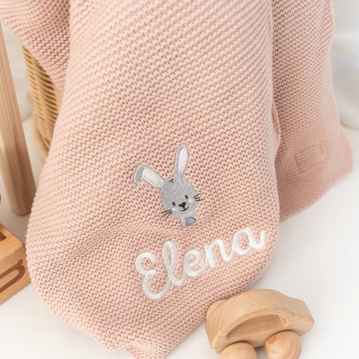 Babydecke personalisiert aus 100 % Bio-Baumwolle - Tiermotiv - wunderwunsch