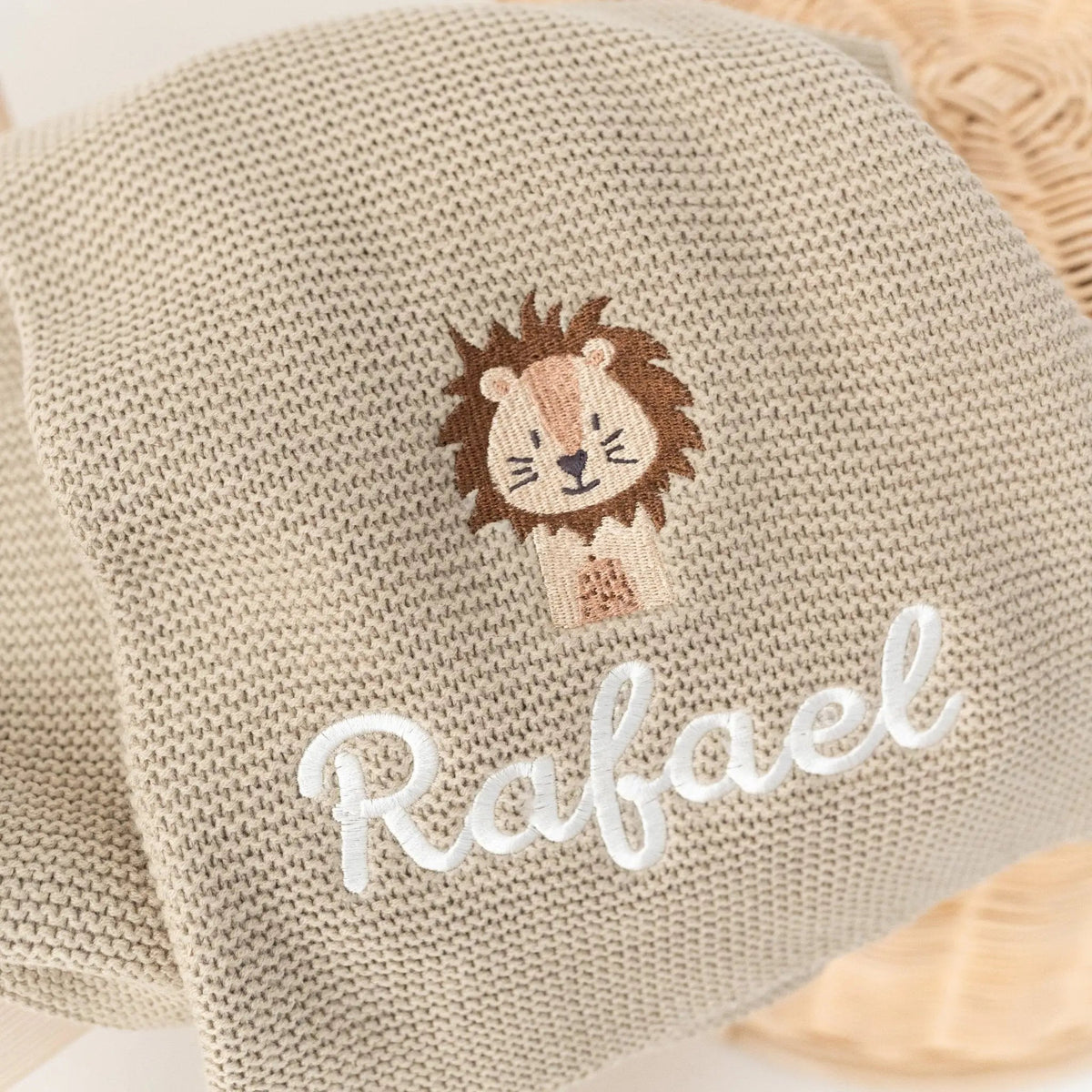 Babydecke personalisiert aus 100 % Bio-Baumwolle - Tiermotiv - wunderwunsch