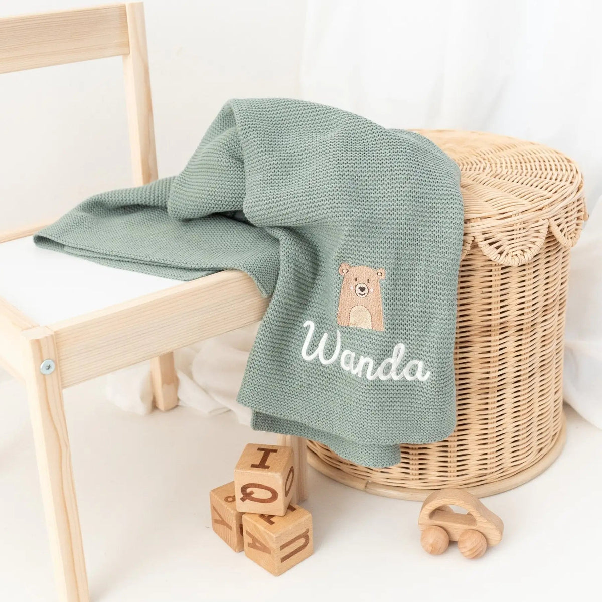 Babydecke personalisiert aus 100 % Bio-Baumwolle - Tiermotiv - wunderwunsch