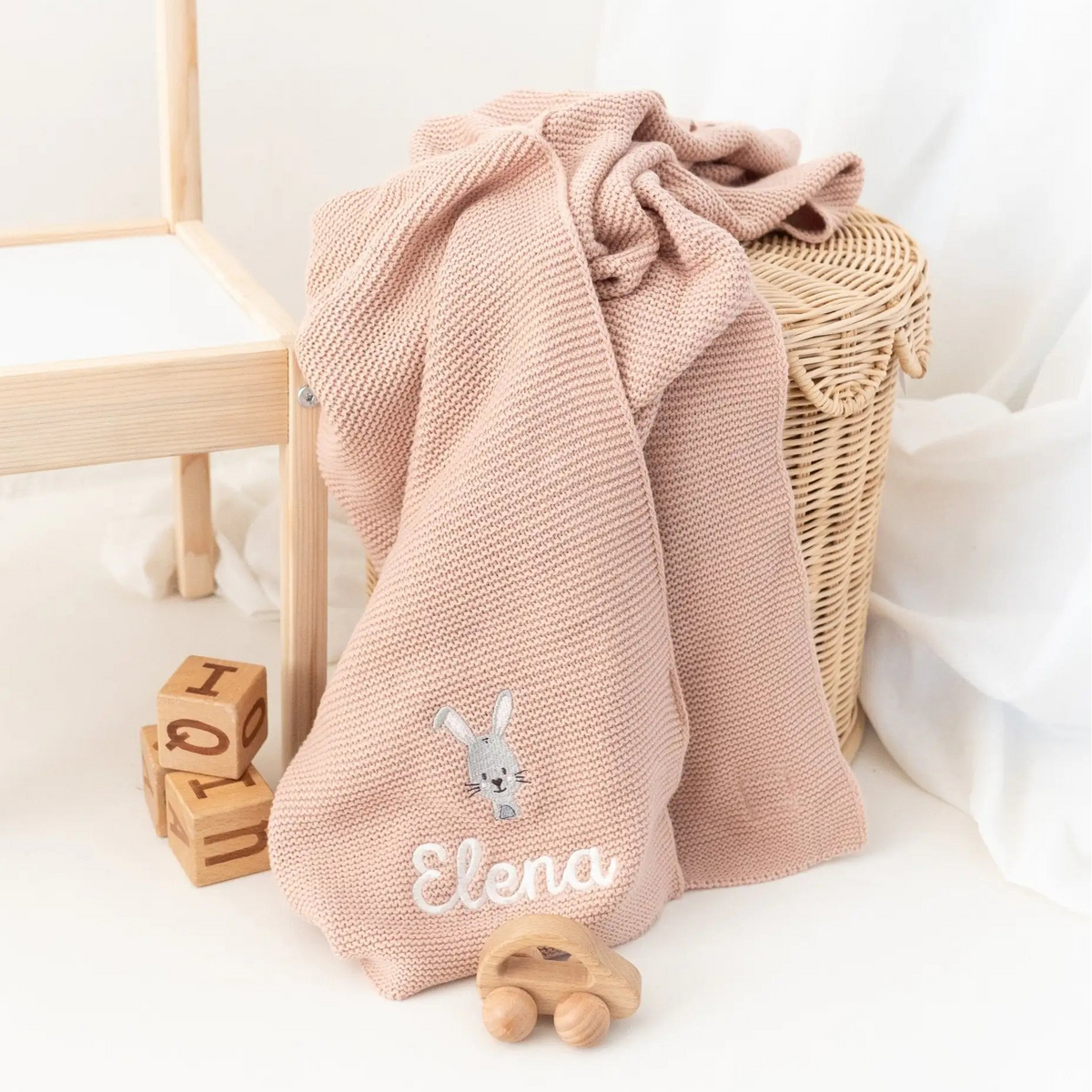 Babydecke personalisiert aus 100 % Bio-Baumwolle - Tiermotiv - wunderwunsch