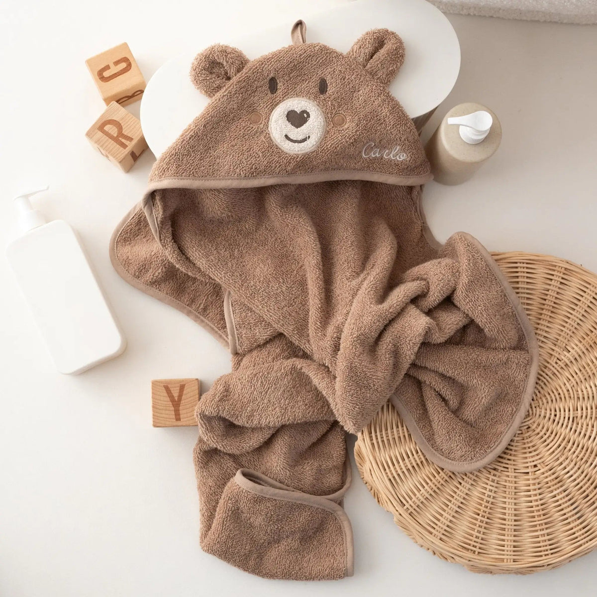 JOLLEIN x Wunderwunsch Tier Kapuzenhandtuch Baby personalisiert - wunderwunsch