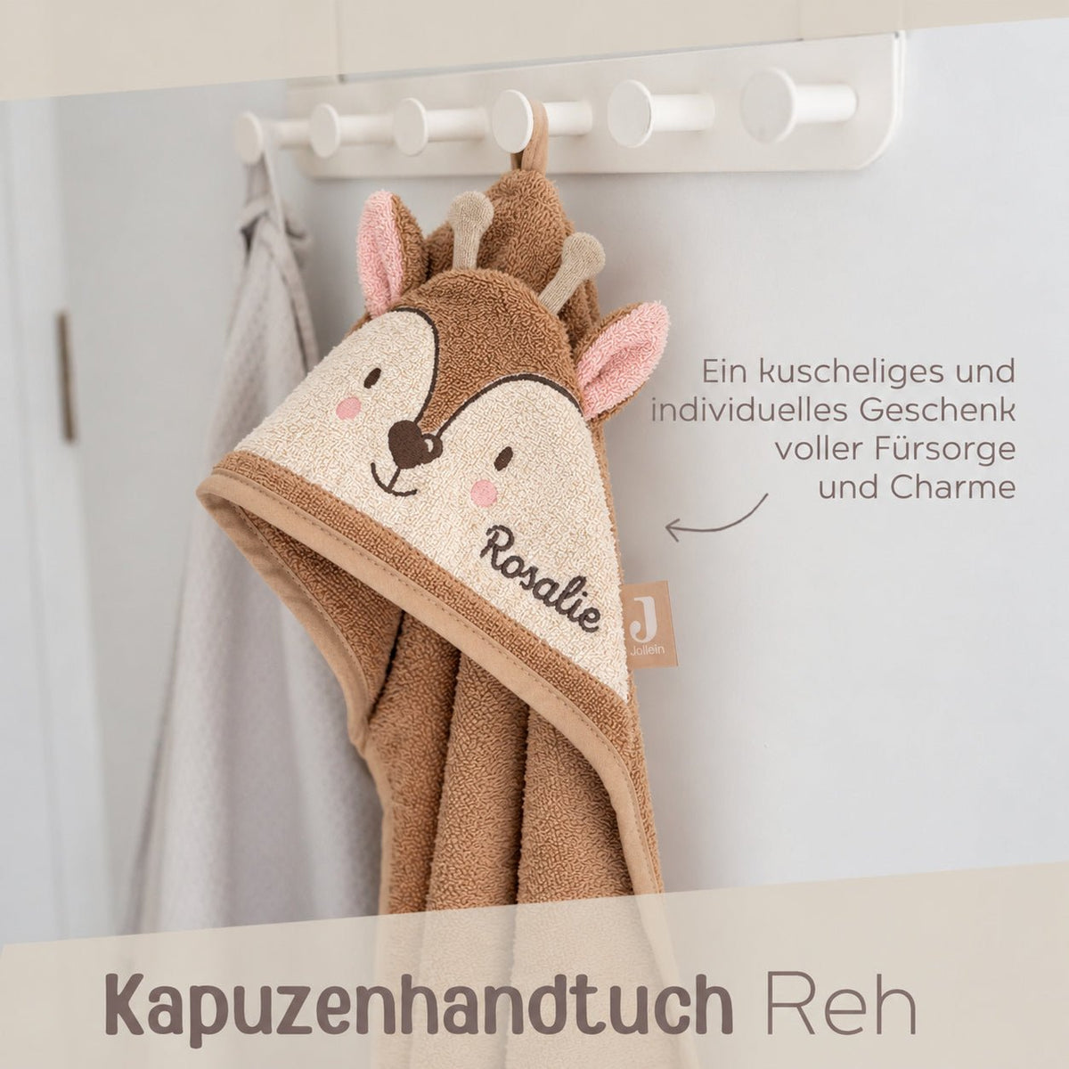 JOLLEIN x Wunderwunsch Tier Kapuzenhandtuch Baby personalisiert - wunderwunsch