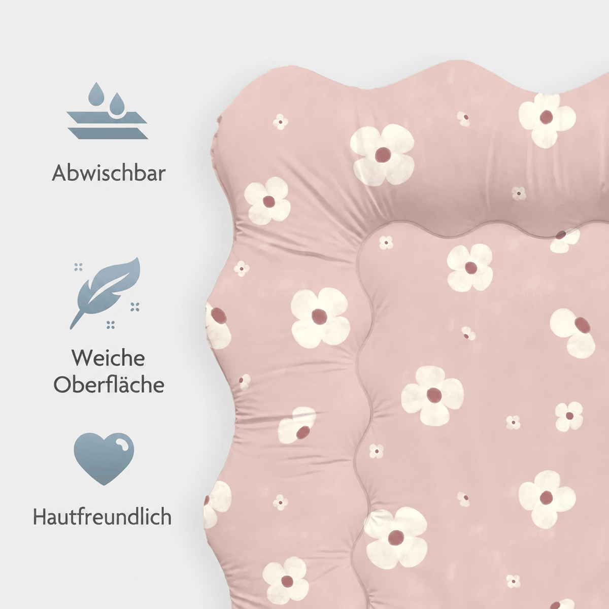 JULIUS ZÖLLNER Wickelauflage Bubble Softy - Blumen rosa - wunderwunsch