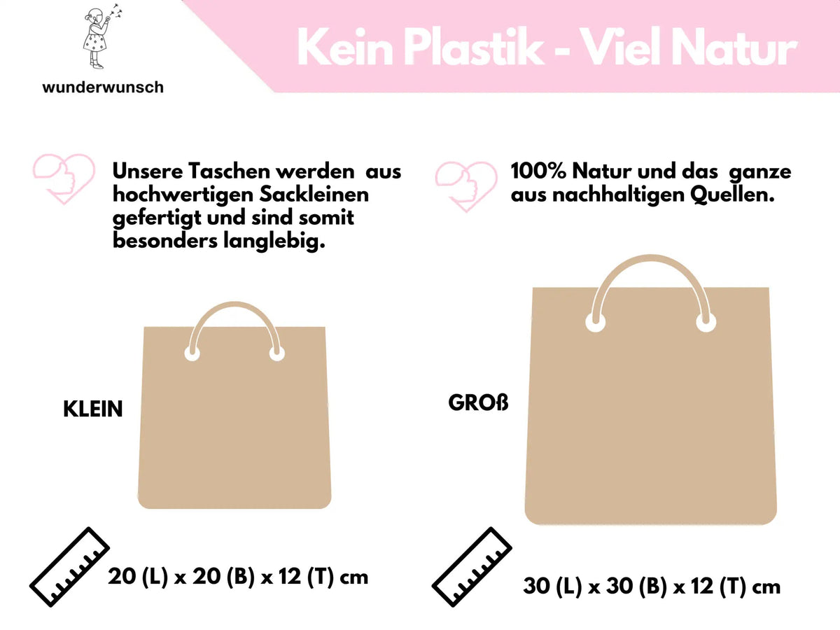 Jutetasche personalisiert - Herz - wunderwunsch