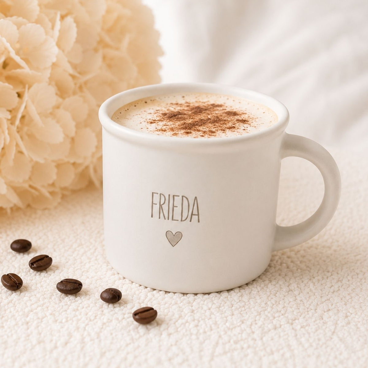 Kaffeetasse Keramik personalisiert 300ml - Name und Herz - wunderwunsch