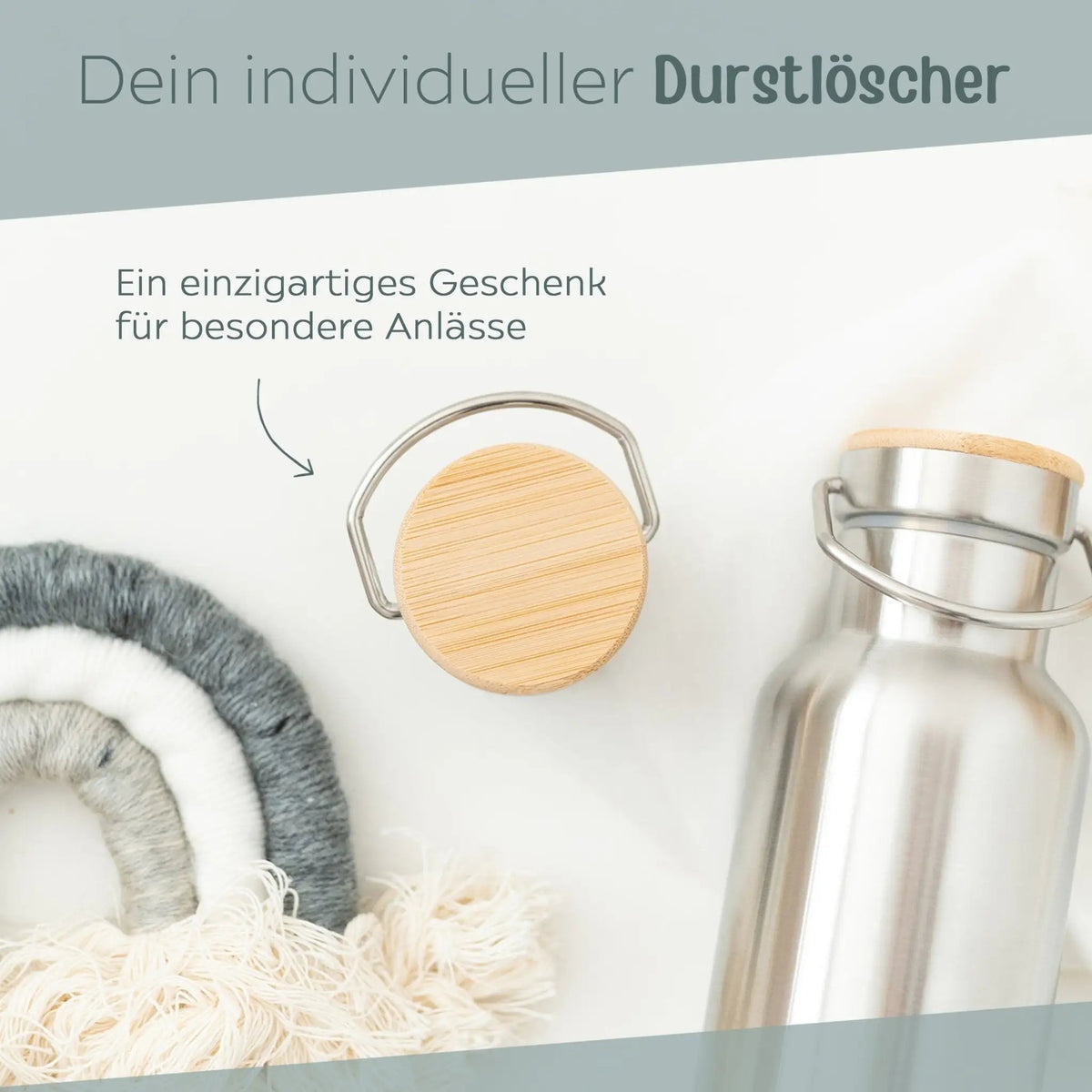Kinder Trinkflasche Edelstahl personalisiert - Regenbogen Punkte Aquarell - wunderwunsch