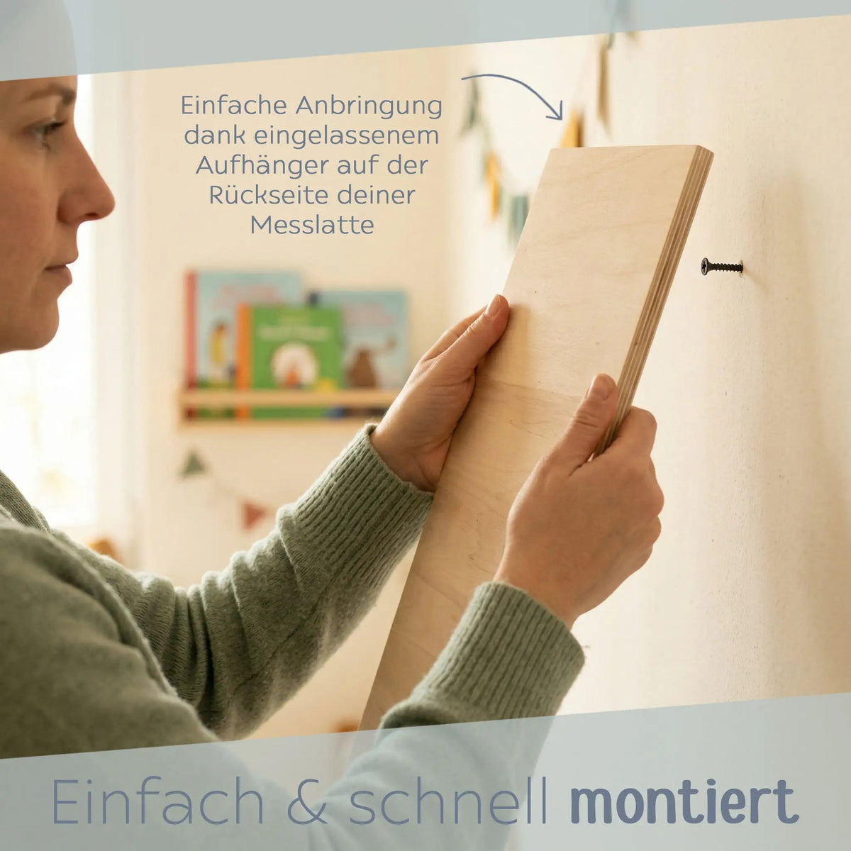 Kindermesslatte Holz personalisiert - Regenbogen Boho pastell Aquarell - wunderwunsch