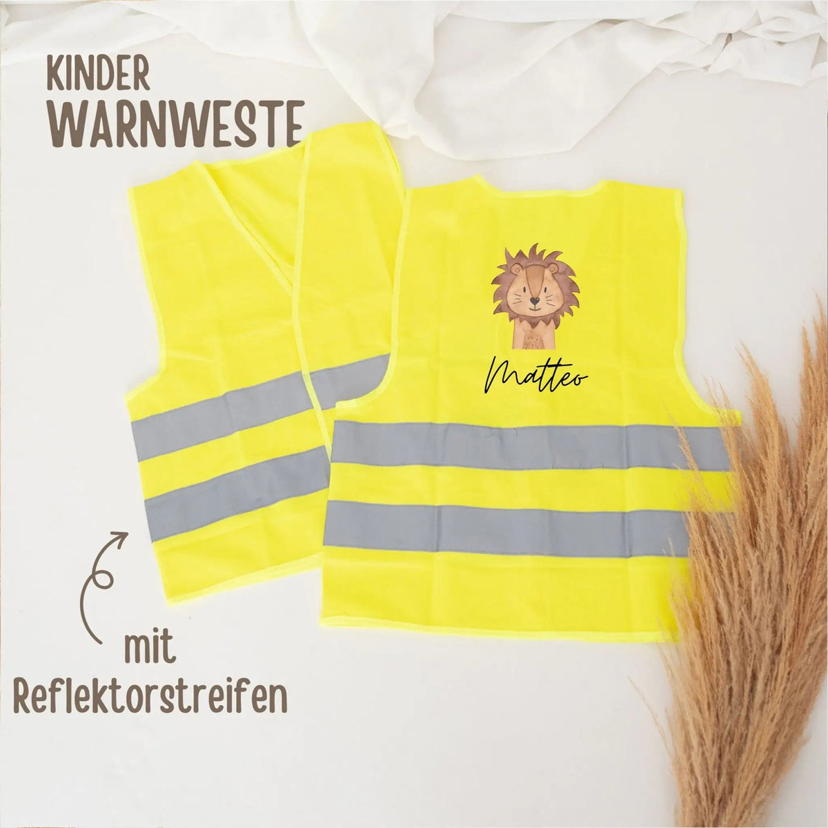 Kinder Warnweste 3-6 Jahre personalisiert - Tiere - wunderwunsch