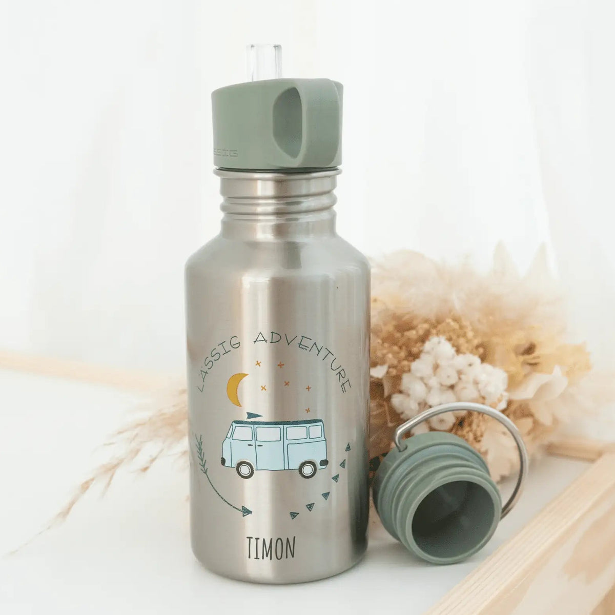 LÄSSIG Edelstahl Kinder Trinkflasche personalisiert - Adventure - wunderwunsch