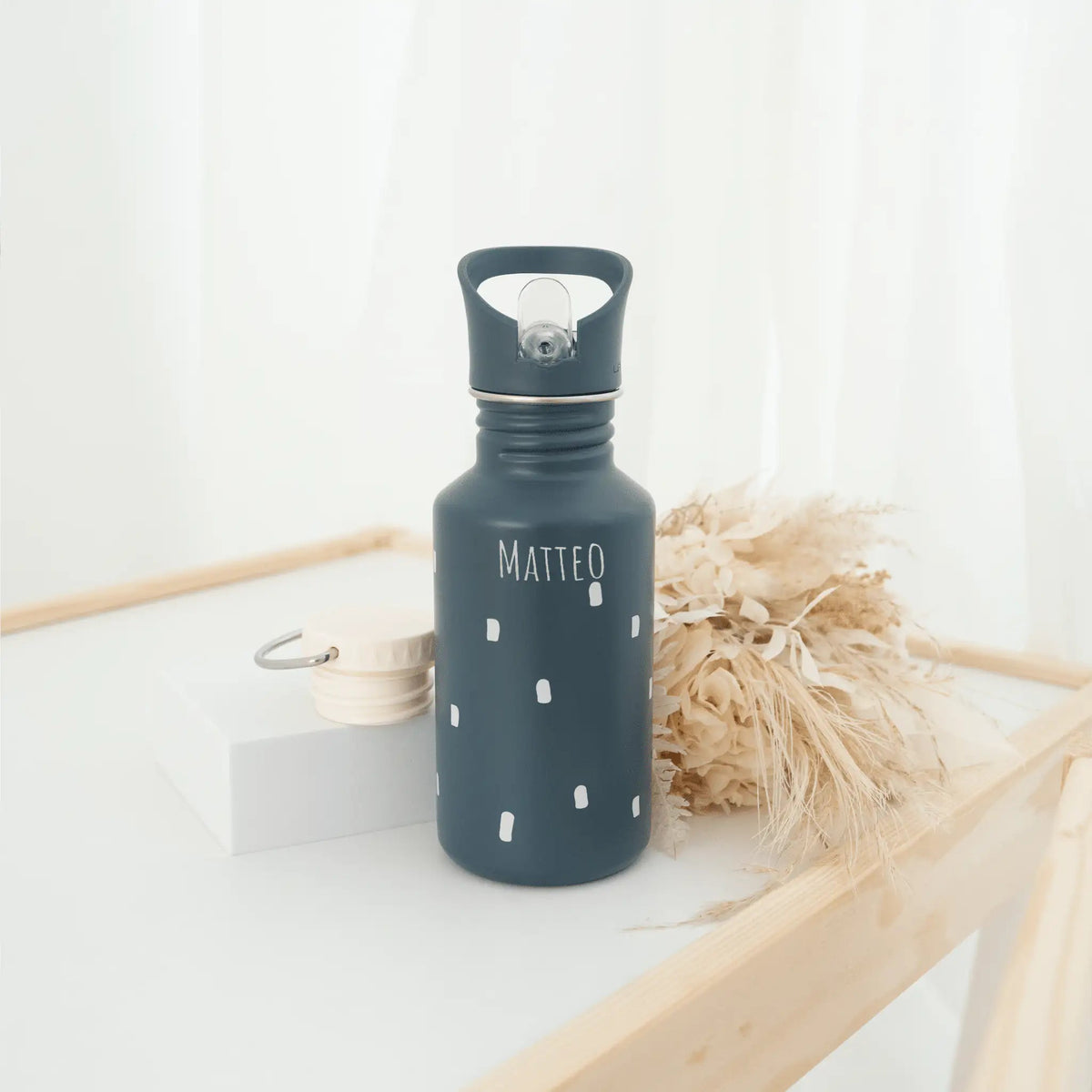 LÄSSIG Edelstahl Kinder Trinkflasche personalisiert - Punkte - wunderwunsch