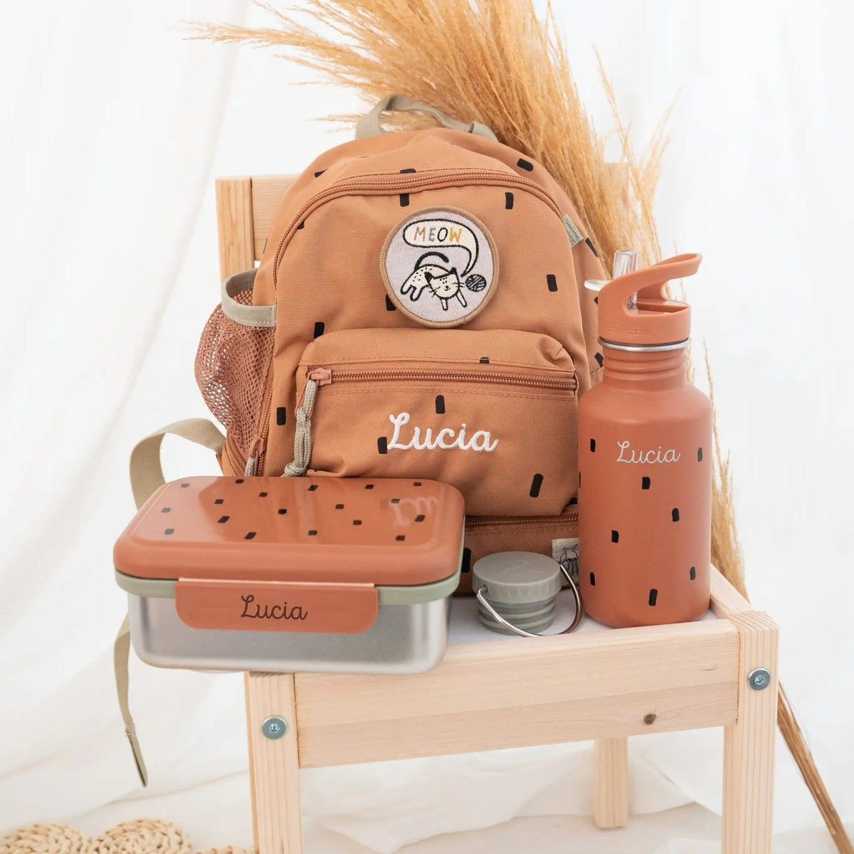 LÄSSIG Kindergarten-Set "Punkte rund" - Rucksack, Trinkflasche & Lunchbox - wunderwunsch
