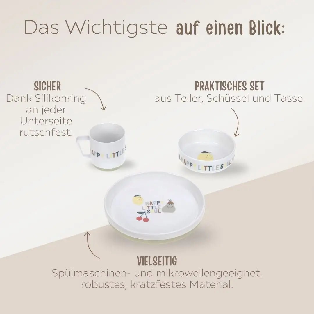 LÄSSIG Porzellan Geschirr-Set "Früchte" personalisierbar - wunderwunsch
