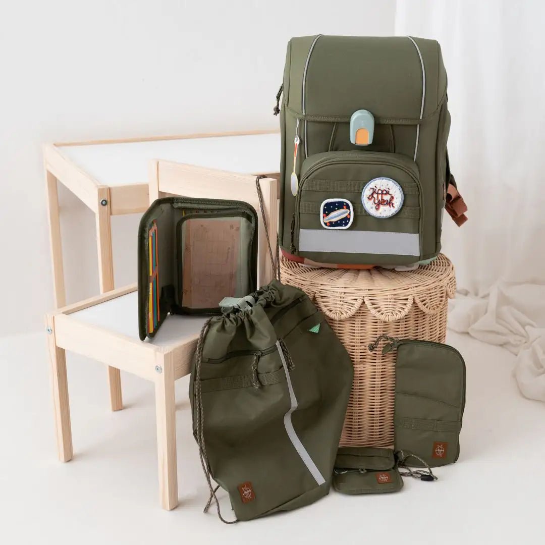 LÄSSIG Schulranzen Set 7-teilig - Olive - wunderwunsch